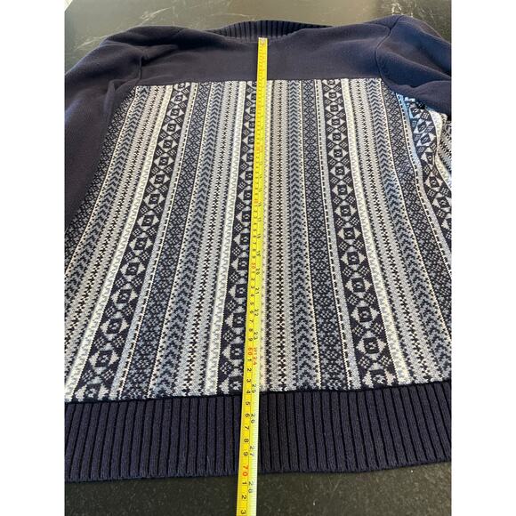 Liz Claiborne Fair Isle open front cardigan Navy  blue XL - Picture 7 of 12